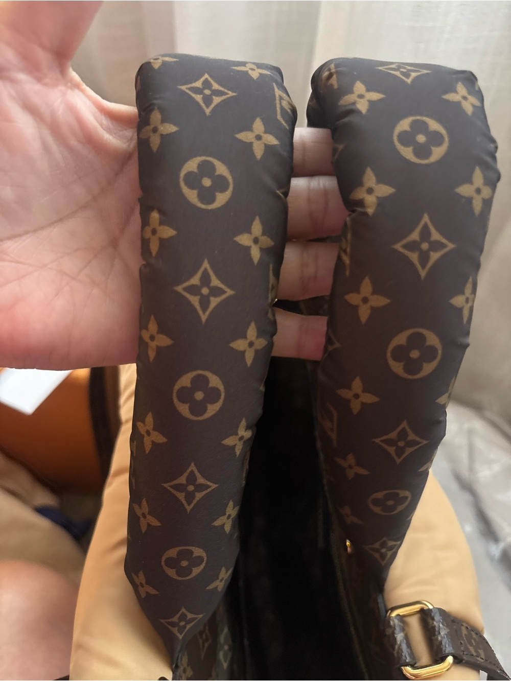 Louis Vuitton Quilted Beige Monogram Canvas-Trim Tote - Picture 7 of 8